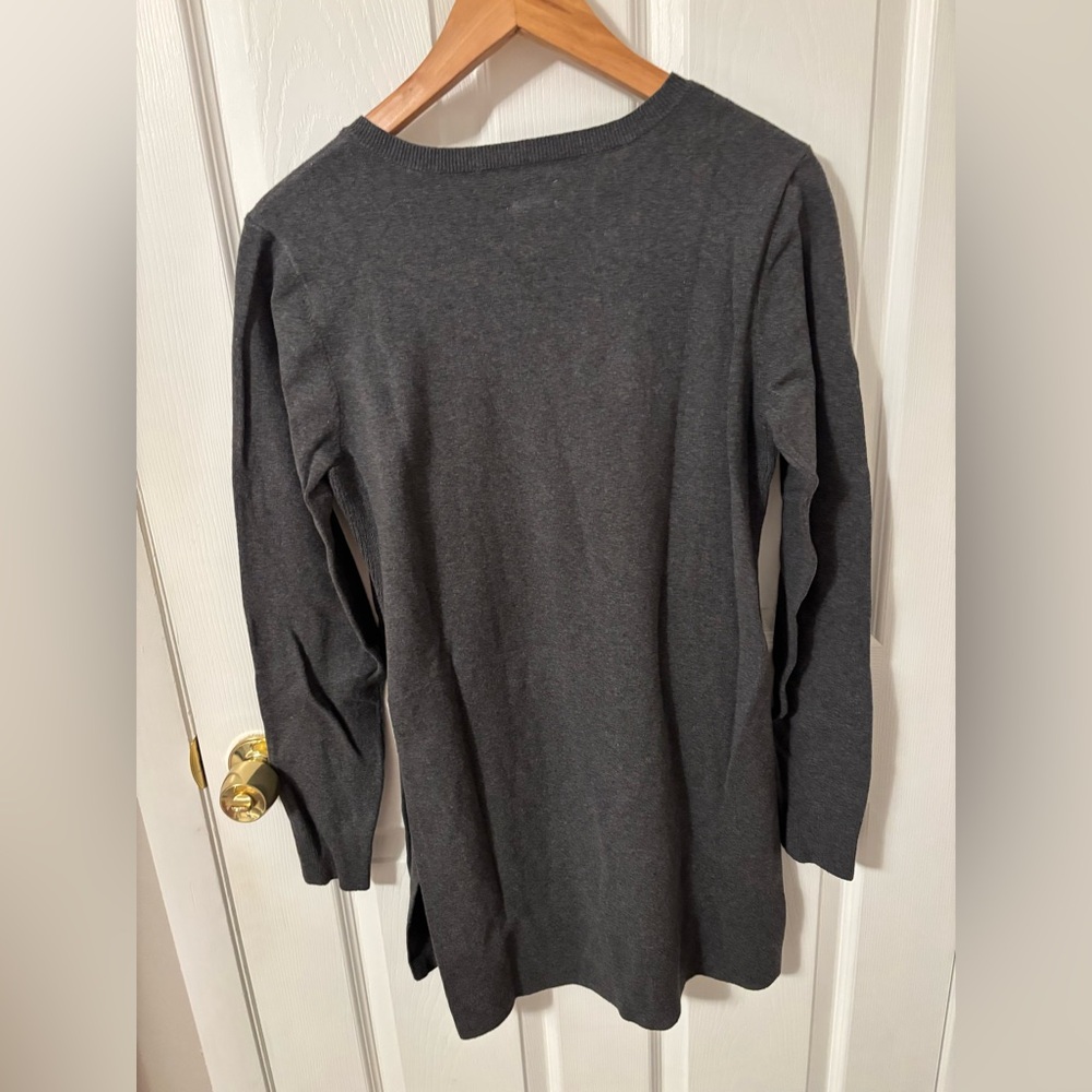 NWT Duluth Trading Company Women's Small Gray Shiftless V-Neck Tunic Sweater - Picture 2 of 3
